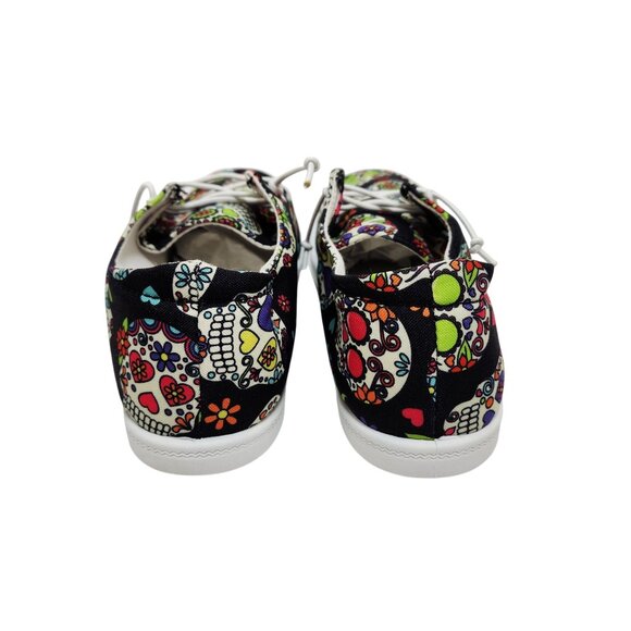 Girls Skull Pattern Shoes Size 4 Lace-Up Sneakers Sugar Skulls Day Of The Dead - Picture 11 of 11